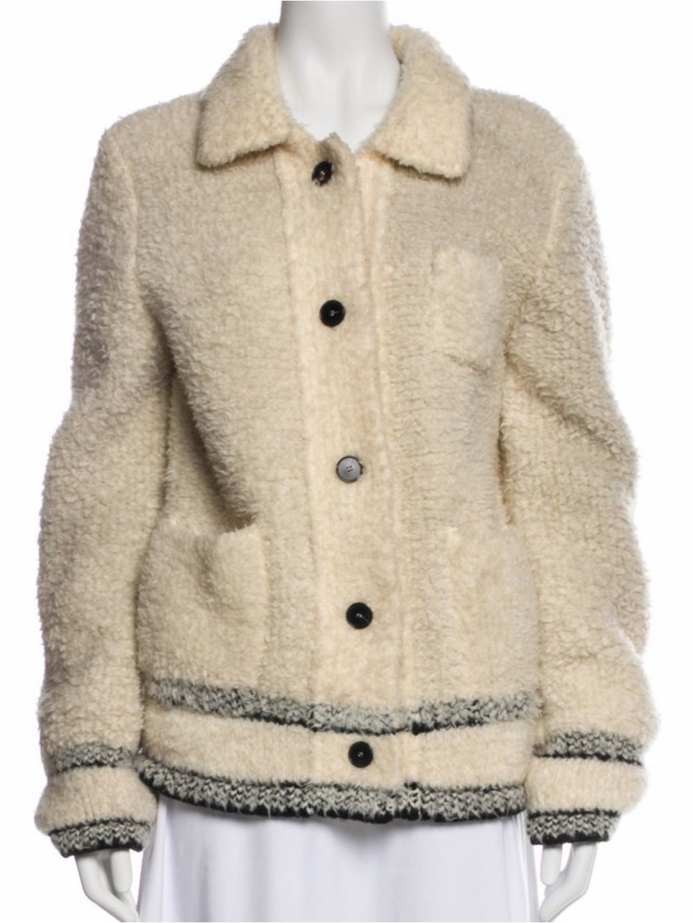 Dior Cream Teddy Bouclé Jacket with Contrast Trim
